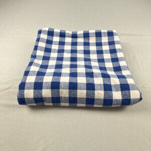 Unbranded Buffalo Check Blue White Cotton Tablecloth 50x74 Farmhouse Picnic